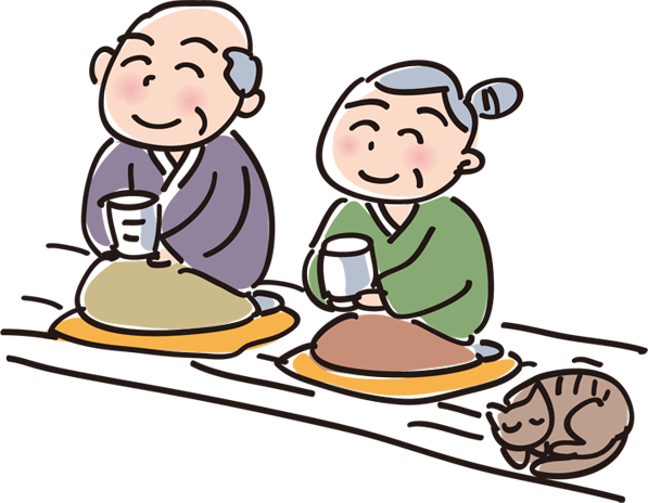 縁側のおじいさんとおばあさん